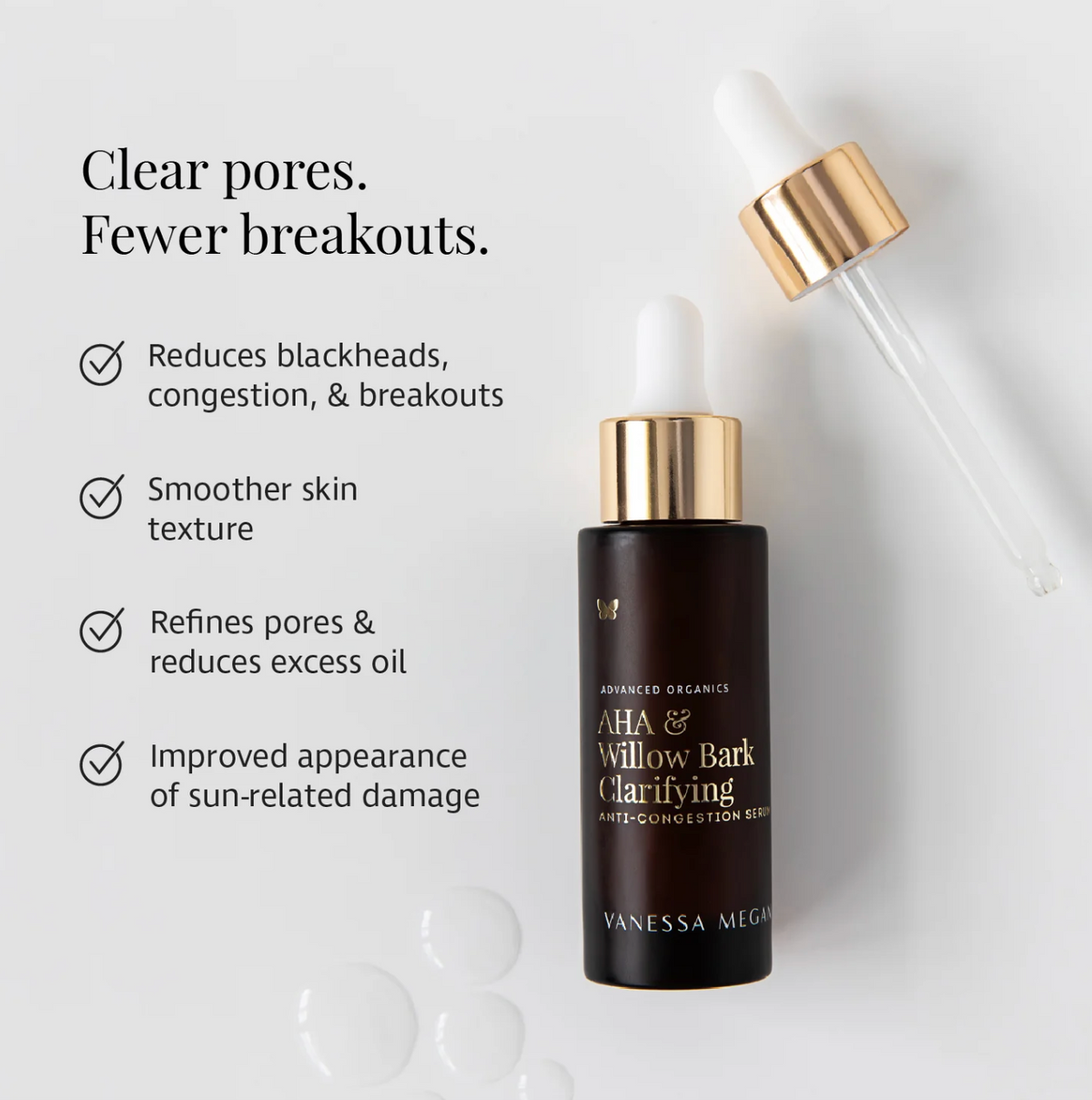 Vanessa Megan AHA & Willow Bark Clarifying Anti-Congestion Serum 30ml